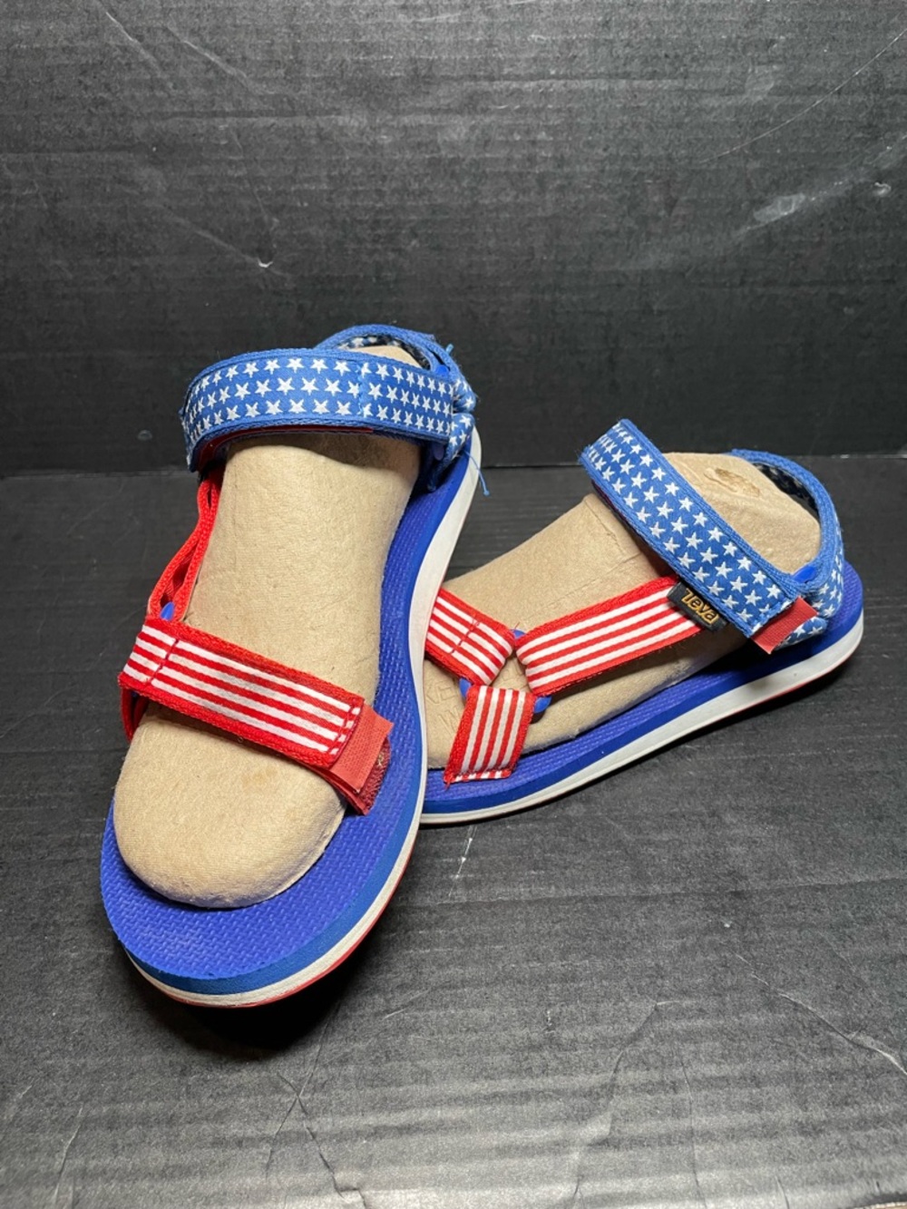 Teva Blue and Red Star & Stripe Sandals